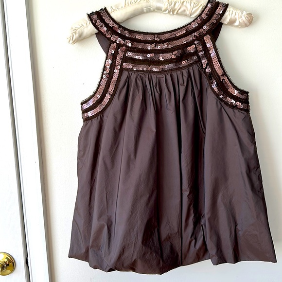 NEW Theory Chocolate Brown Sleeveless Dressy Top Size P NWT Silk Blend Blouse - Picture 7 of 10